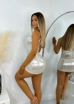 Women DressMeZee Dresses|A Night To Remember Mini Dress - Champagne