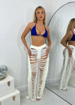 Women DressMeZee Bottoms|Andrina Fringe Trousers - Cream