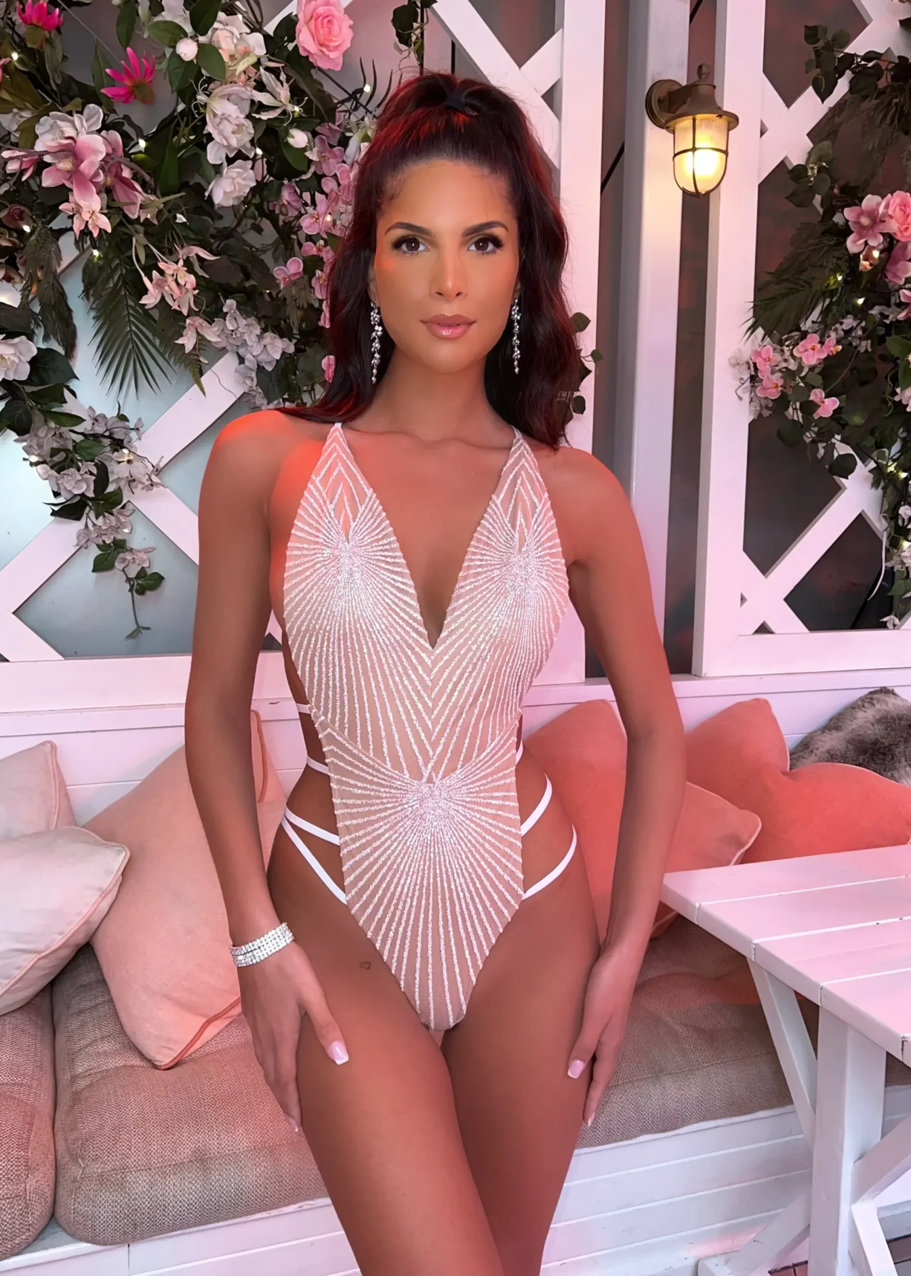 Women DressMeZee Tops / Bodysuits|Glitter Dreams Bodysuit - White