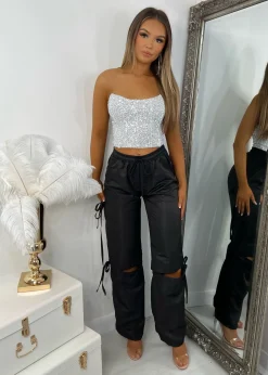 Women DressMeZee Bottoms|Iona Cargo Trousers - Black
