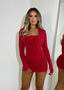 Women DressMeZee Dresses|Issa Vibe Dress - Red Glitter