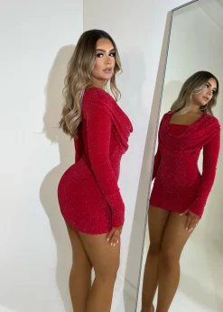 Women DressMeZee Dresses|Issa Vibe Dress - Red Glitter
