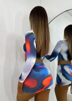 Women DressMeZee Co-Ords|Level Up Two Piece - Blue/ Orange