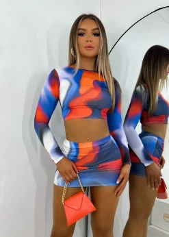 Women DressMeZee Co-Ords|Level Up Two Piece - Blue/ Orange