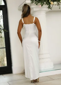 Women DressMeZee Occasion Wear|Lisa Corset Satin Gown - White