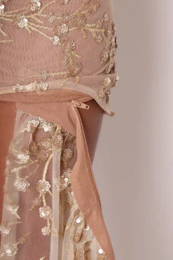 Women DressMeZee Occasion Wear|Living In Luxury Gown With Detachable Overskirt - Gold