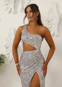 Women DressMeZee Occasion Wear|Luna Cut Out Sequin Gown - Multi