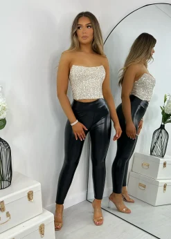 Women DressMeZee Tops / Bodysuits|Rue Sequin Corset Top - Gold