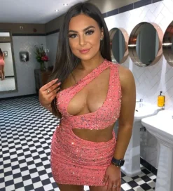 Women DressMeZee Dresses|Shooting Star Cut Out Sequin Dress - Pink