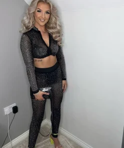 Women DressMeZee Tops / Bodysuits|Simone Diamante Top - Black
